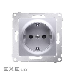 Розетка электрическая Premium SCHUKO, серебро матовое (DGSZ1Z.01/43)