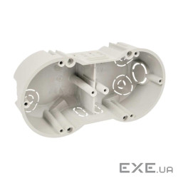 Підрозетник в тверді стіни, подвійний, ПВХ, сірий, 142х70х45мм (KP 64/2_KA) (KP 64/2_KA)