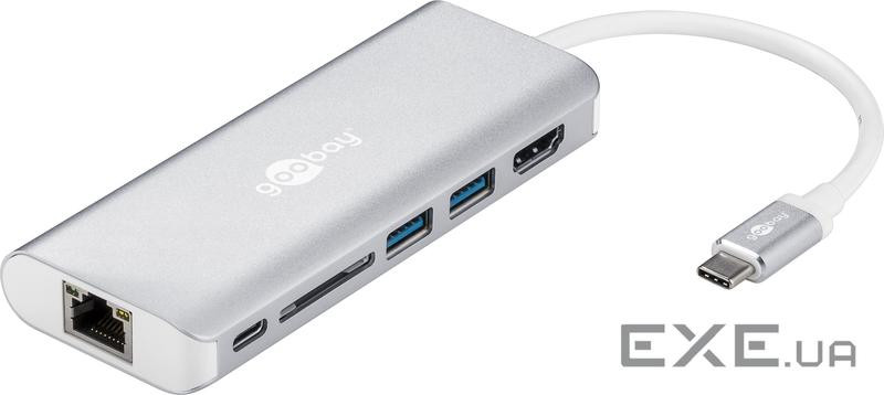 Перехідник мережевий USB Type-C-RJ45 LAN M/F,+(USB3.0)x2 GigaLan,білий (75.07.6788-1) (75.07.6788-1)