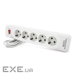 Мережевий фільтр F25, 5 розеток EU, кнопка включення з індикатором, 2 м, 3х0,75 мм, 2500 (F25-White) , 2500 (F25-White)