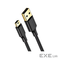 Кабель USB 2.0 AM - miniUSB (5P), 3 м, Black, Ugreen US132, 2A (10386) (10386_US132)