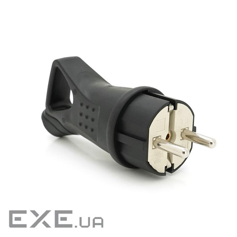Вилка каучукова із заземленням , 16A 250V 602227, Black