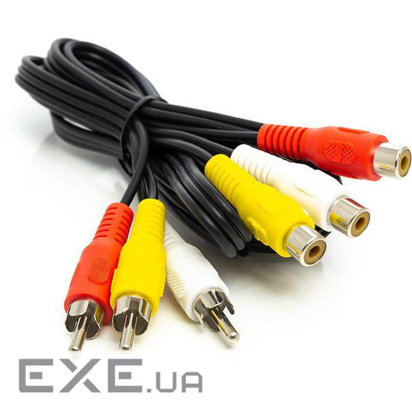 Кабель POWERPLANT 3xRCA - 3xRCA 1м Black (CA912049)