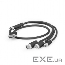 Дата кабель USB 2.0 AM to Lightning + Micro 5P + USB-C 1.0m black Cablexpert (CC-USB2-AM31-1M)