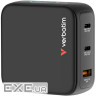 Зарядний пристрій VERBATIM Mini GaN 100W 2xUSB-C, 1xUSB-A, PD3.0, QC3.0 Black (30239)