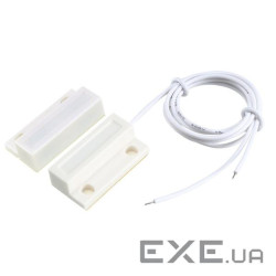Датчик магнітоконтактний з проводом 30 см MC-38, 27*14*10 мм, пластик, білий, під саморіз, липучка, ,