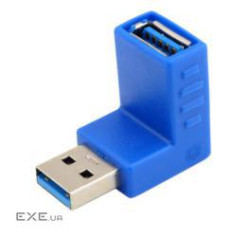Перехідник USB 3.0 AM to USB 3.0 AF, кутовий 90 вниз, Standart, чорний (62.04.0303-20)