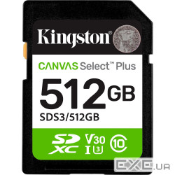 512GB SDXC Canvas Select Plus Gen3 150MB/s C10 UHS-I U3 V30 (SDS3/512GB)