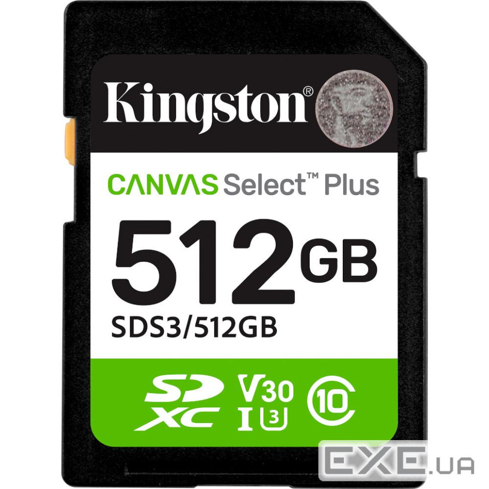 512GB SDXC Canvas Select Plus Gen3 150MB/s C10 UHS-I U3 V30 (SDS3/512GB)