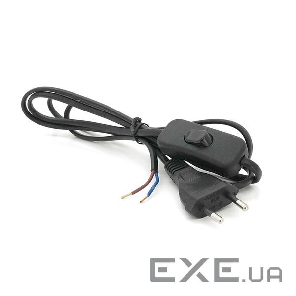 Кабель живлення Schuko з перемикачем, довжина 1.8м, перетин 0.5-0.75mm, під паяння, Black (YT-25106) , Black (YT-25106)
