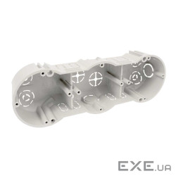 Підрозетник в тверді стіни, потрійний, ПВХ, сірий, 213х70х45мм (KP 64/3_KA) (KP 64/3_KA)