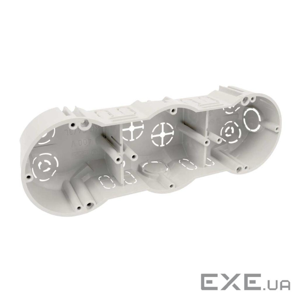 Підрозетник в тверді стіни, потрійний, ПВХ, сірий, 213х70х45мм (KP 64/3_KA) (KP 64/3_KA)