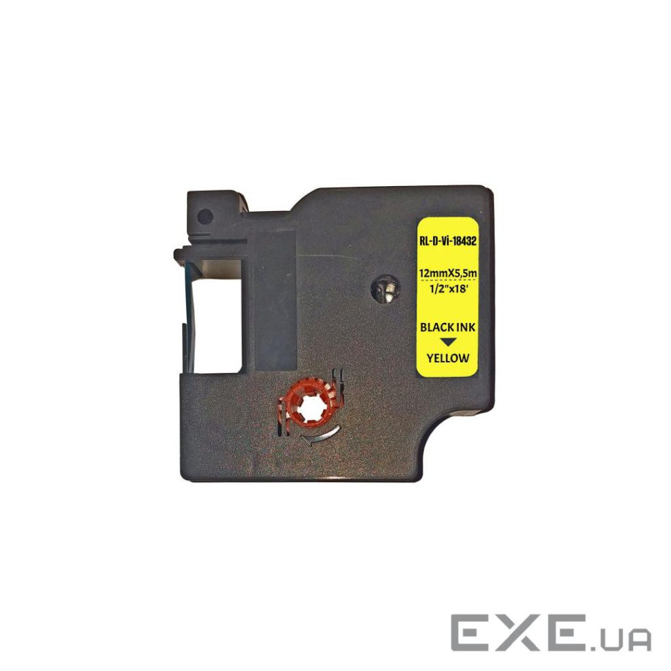 Стрічка для принтера етикеток UKRMARK RL-D-Vi-18432-BK/YE вінілова стрічка, аналог DYMO S0718 (CD18432)