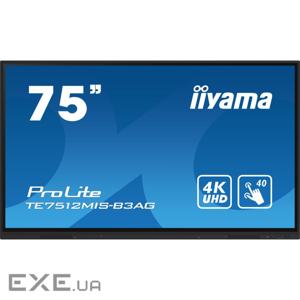 75" 16:9 інтерактивний IPS UHD РК дісплей, 24/7, 400 кд/м2, ОС Андроід 11, PureTouc (TE7512MIS-B3AG)