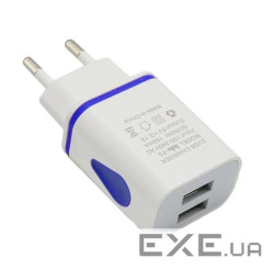 Перехідник живлення IEC(Schuko)-USB2.0 A M/F,x2 адаптер 2.4A,білий (62.09.8399-1) (62.09.8399-1)