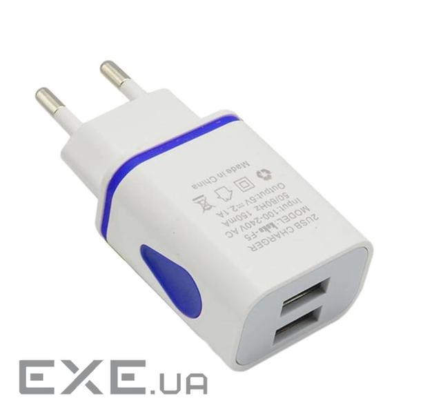 Перехідник живлення IEC(Schuko)-USB2.0 A M/F,x2 адаптер 2.4A,білий (62.09.8399-1) (62.09.8399-1)