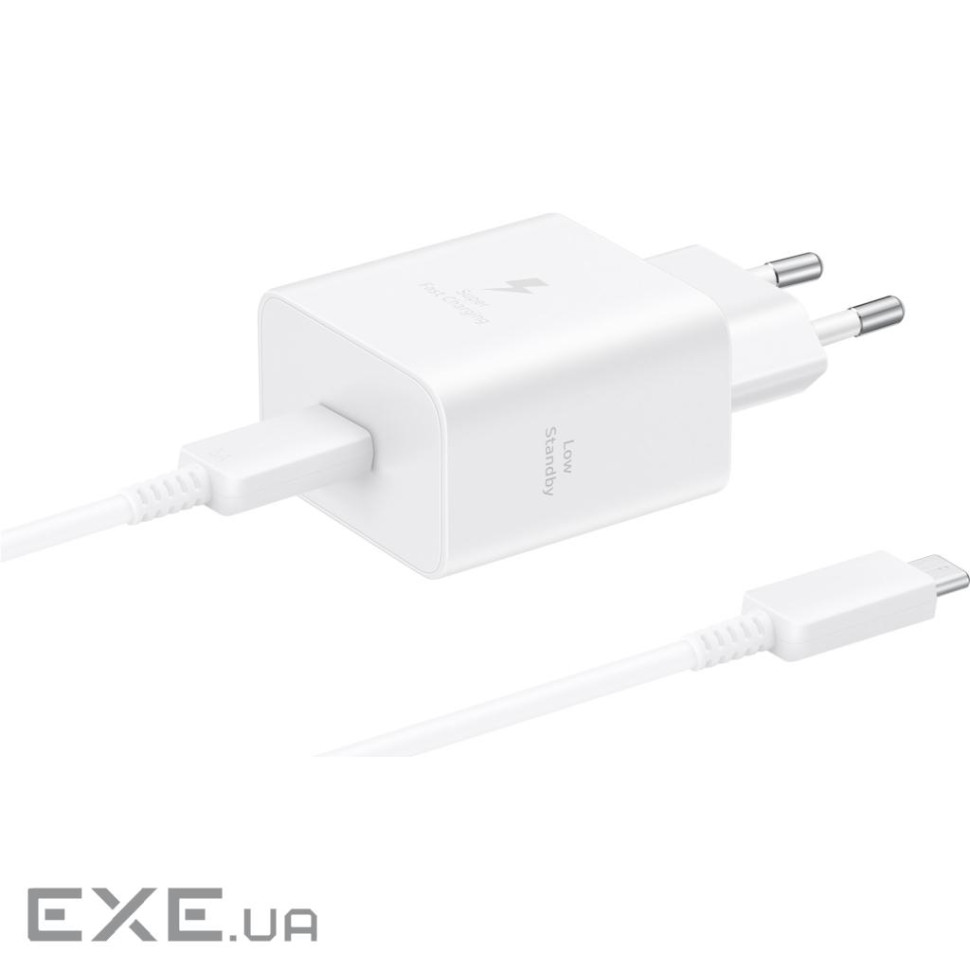 Зарядний пристрій Samsung USB-C 45W + cable USB-C to USB-C white (EP-T4511XWEGEU)