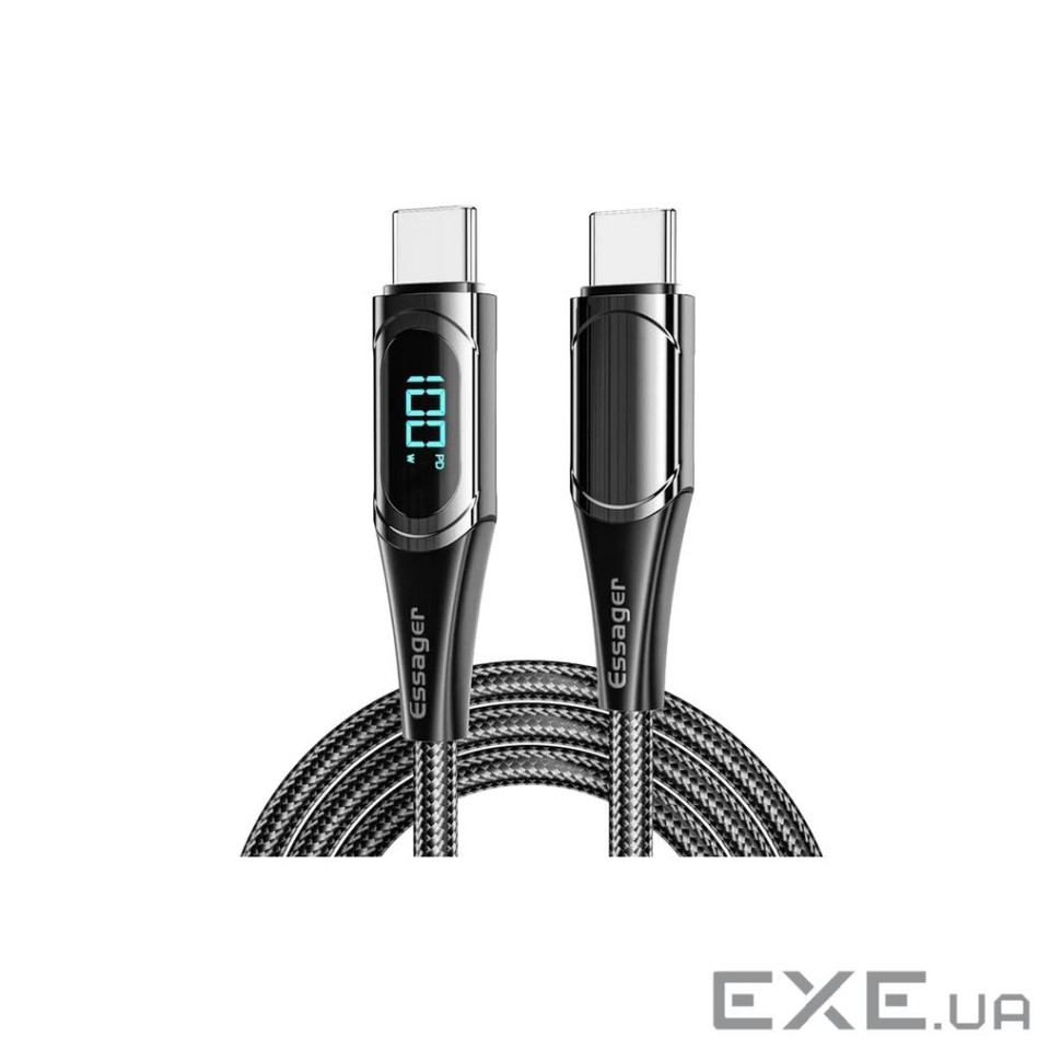 Дата кабель USB-C to USB-C 2.0m 100W Digital Display black Essager (ES-XCTT1-YDA01)