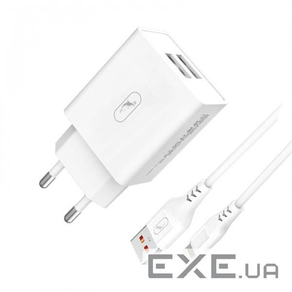 Зарядний пристрій SkyDolphin SC30L (2USB, 2.1A) White (MZP-000112) + кабель Lightning