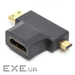 Адаптер кутовий POWERPLANT HDMI - Mini-HDMI/Micro-HDMI Black (CA912056)
