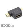 Перехідник HDMI (F) to mini HDMI (M) / micro HDMI (M) PowerPlant (CA912056)