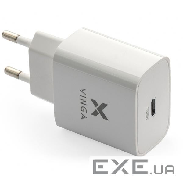 Зарядний пристрій Vinga PD Type-C 20W Charger white (VWCPDC)