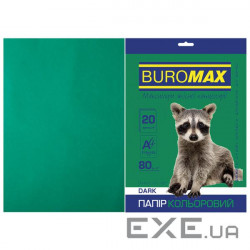 Папір Buromax А4, 80g, DARK green, 20sh (BM.2721420-04)