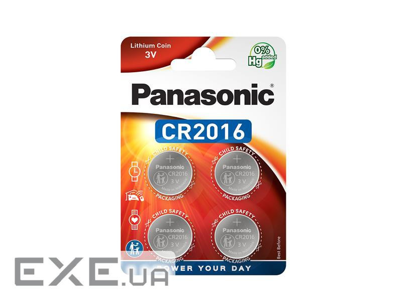 Батарейка Panasonic літієва CR2016 блістер, 4 шт . (CR-2016EL/4B)