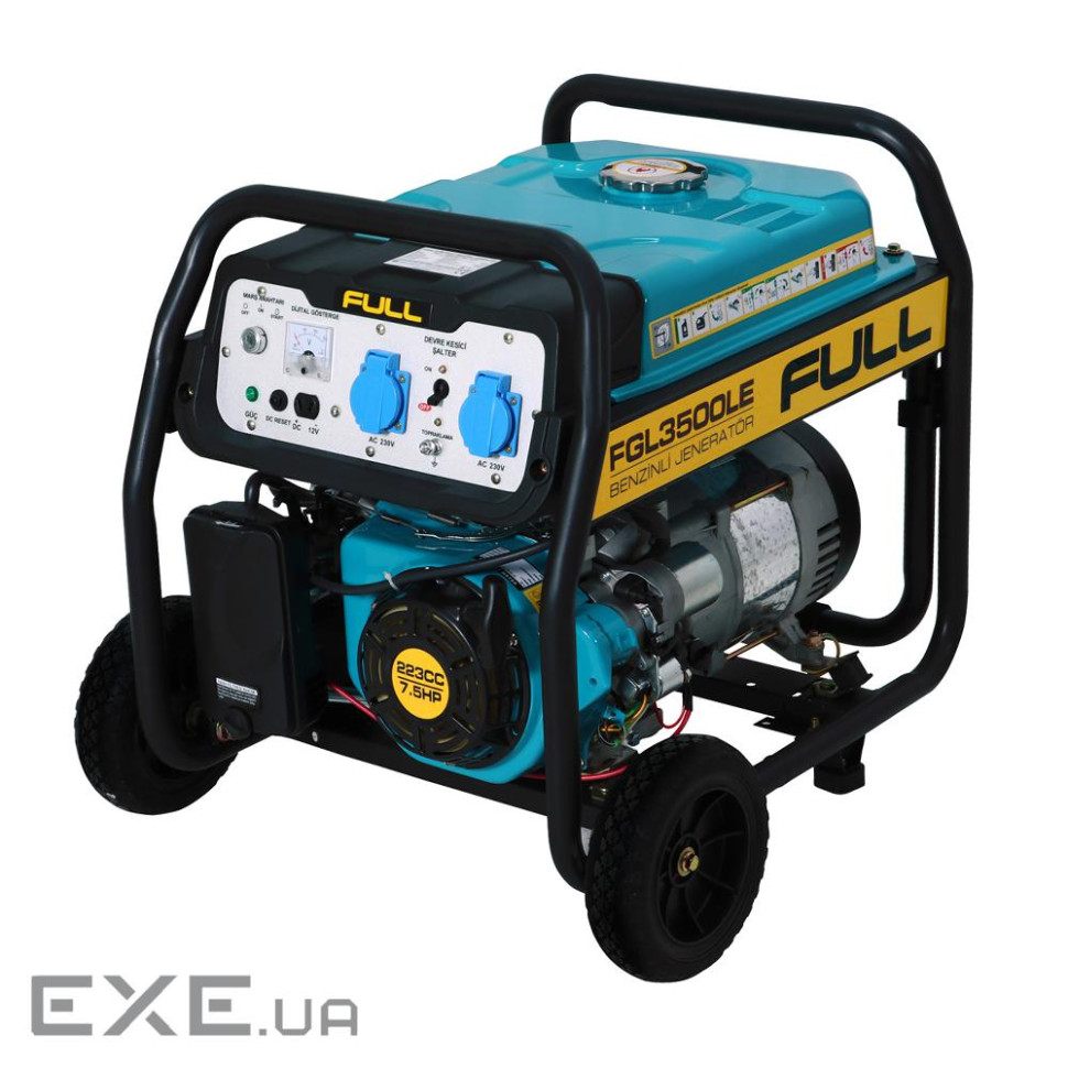 Генератор бензиновий FGL 3500LE, 1-фазний 230V, 50Hz, 3.5kVA / 2.8kW, бак 17 л, витрата 1.3 л / год,