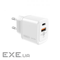 Зарядний пристрій Intaleo 30W GAN USB-C PD+USB-A QC 3.0 white (1283126578274)