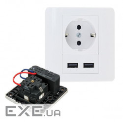 Розетка врізна без заземлення зовнішнього монтажу, 2-USB, White (12493)