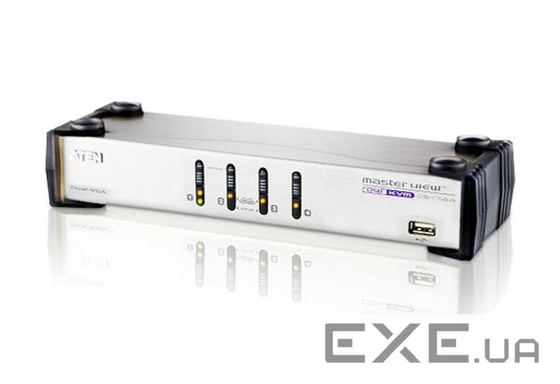 4-портовий комутатор USB Dual-View KVMP , кабелі в комплекті (CS1744C-AT)
