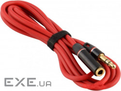 Кабель AUX Audio 3.5мм M/F 1.2м Premium червоний OEM (S0691)