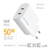 Мережевий зарядний пристрій ColorWay GaN Mini 50W PD Port PPS USB (Type-C PD 30W + (CW-CHS050PD-WT)