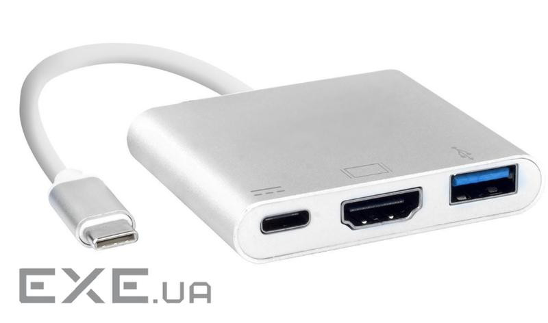 Док-станція USB3.1 Type-C --> HDMI/USB3.0/Type-C (F), кабель 0.1м , OEM (S0733)