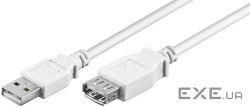 Кабель пристроїв-подовжувач USB2.0 A M/F 3.0m,AWG24+28 2xShielded D=4.0mm Cu,білий (75.09.6199-1) (75.09.6199-1)