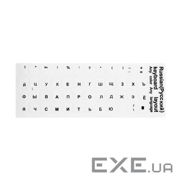 Наклейки на клавиатуру прозрачные с черными буквами Рус. Q100 (YT-KST / R-B black) VOLTRONIC