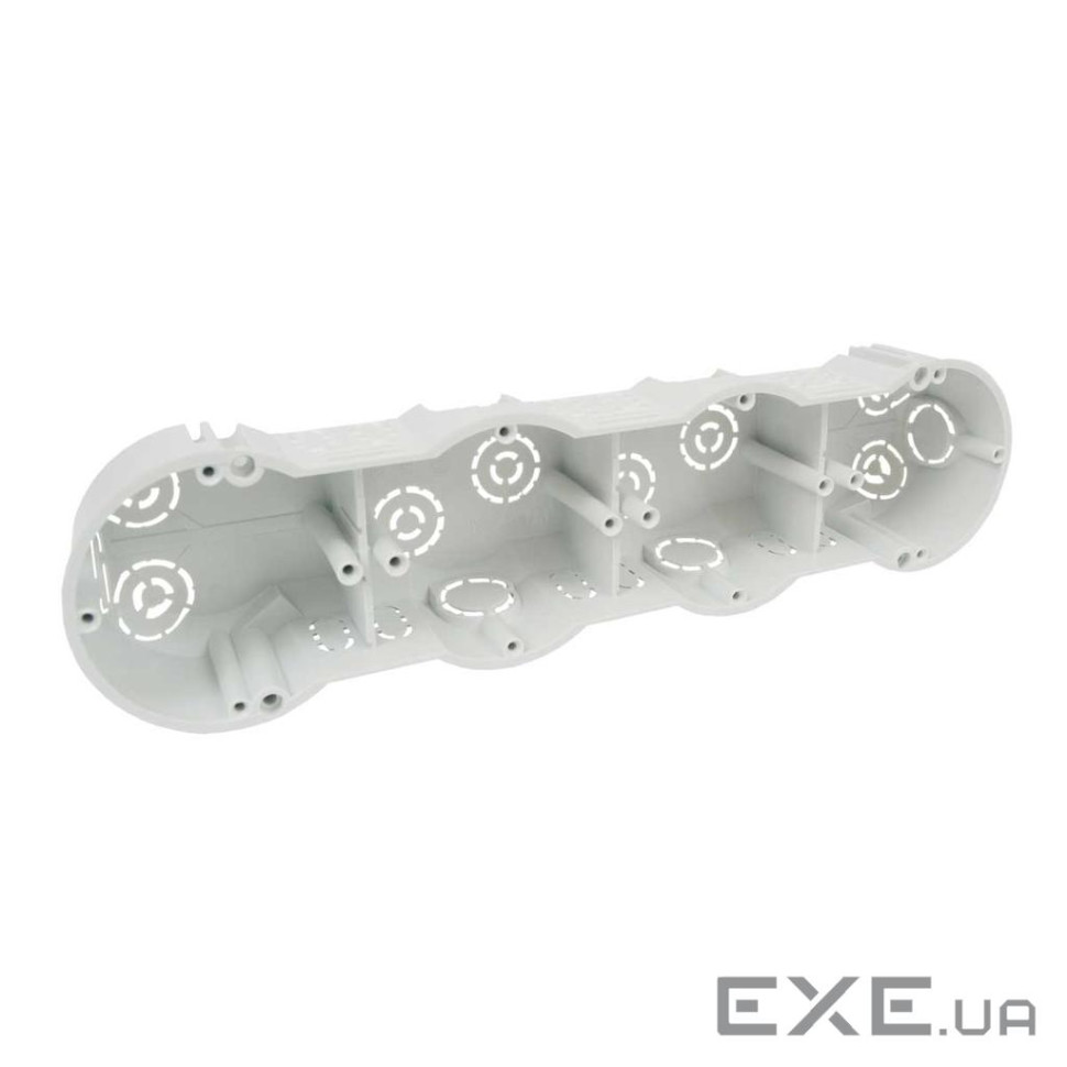 Підрозетник в тверді стіни, чотирьохкратний, ПВХ, сірий, 285х70х45мм (KP 64/4_KA) (KP 64/4_KA)