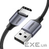 Дата кабель USB 2.0 AM to USB-C 2.0m US288 Aluminum Braid Black Ugreen (60128)