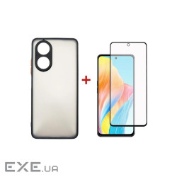 Чохол до мобільного телефона Dengos Kit for OPPO A58 4G case + glass (Black) (DG-KM-36)