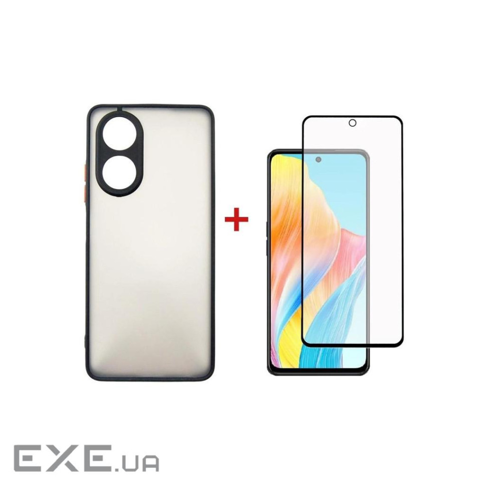 Чохол до мобільного телефона Dengos Kit for OPPO A58 4G case + glass (Black) (DG-KM-36)