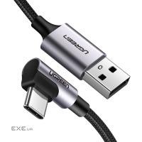 Дата кабель USB 2.0 AM to USB-C 2.0m 90 corner aluminum braid US284 black Ugreen (50942)