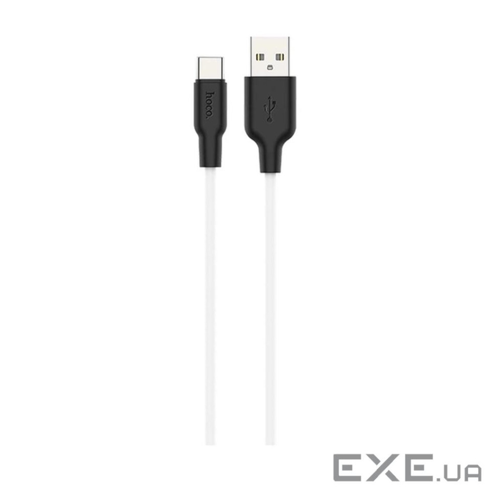 Кабель HOCO X21 Plus USB to Type-C 3A, 2m, silicone, silicone connectors, Black+Whit (6931474713889)
