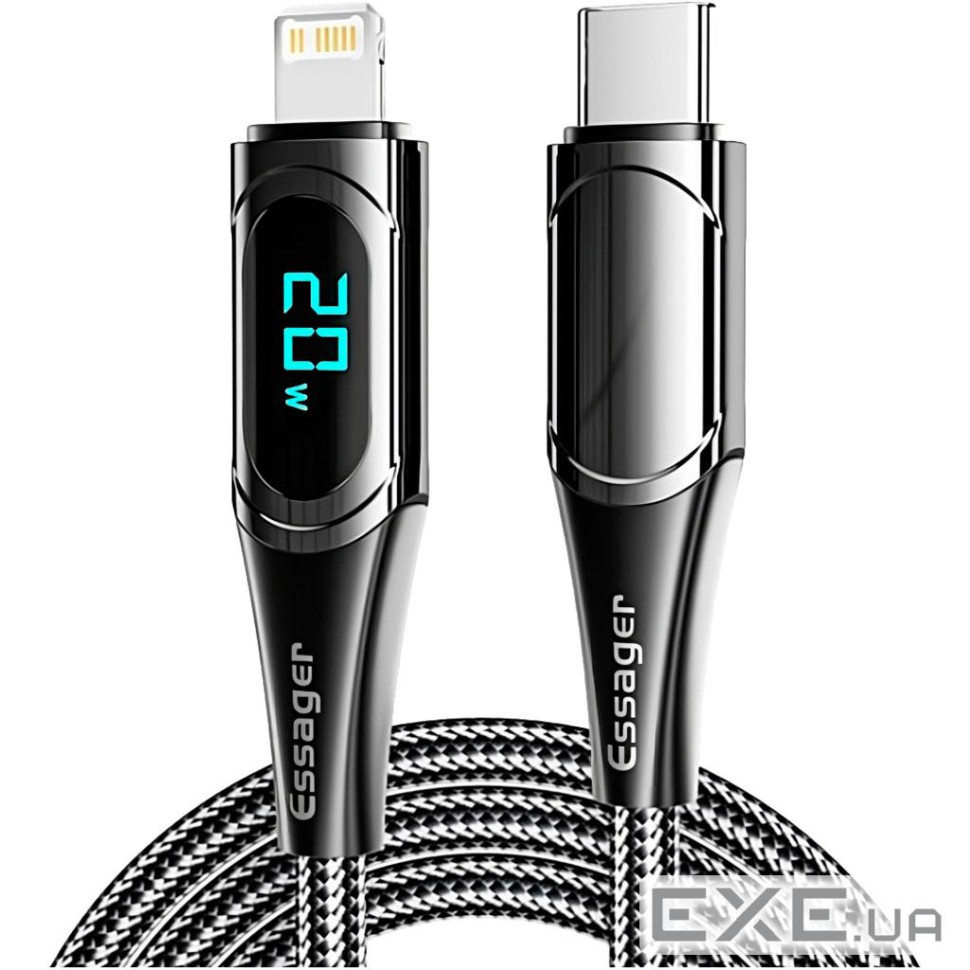 Дата кабель USB-C to Lightning 1.0m 20W Digital Display black Essager (EXCTL-YD01)
