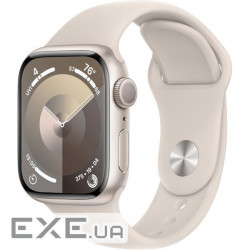 Смарт-годинник Apple Watch Series 9 GPS 41mm Starlight Aluminium Case with Starlight Sport Band - S/M (MR8T3QP/A)