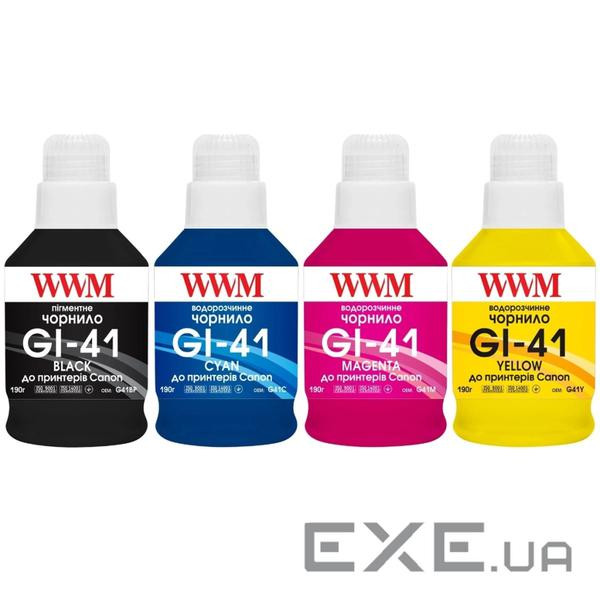 Чорнило WWM Canon GI-41 для G2420/3420 4х190г BP/C/M/Y SET, Pigm/Water (G41SET4)