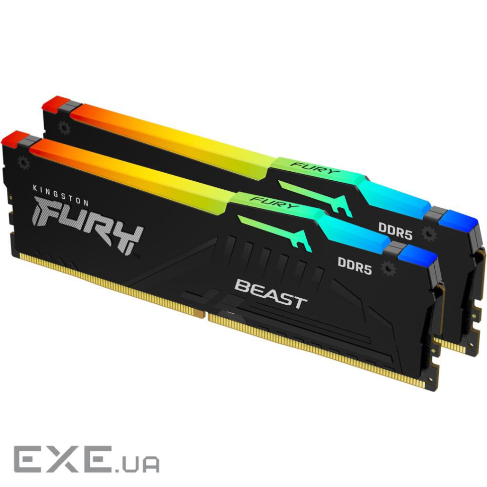 Модуль пам'яті KINGSTON FURY Beast RGB EXPO DDR5 6000MHz 64GB Kit 2x32GB Black (KF560C36BBE2AK2-64)
