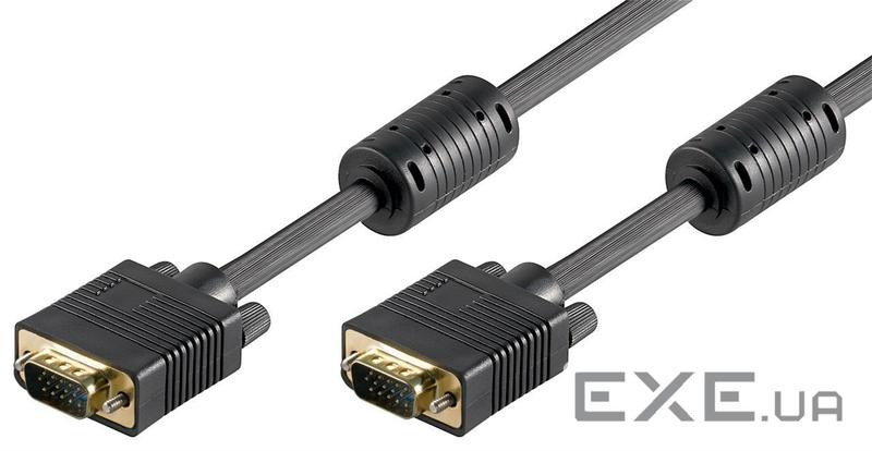 Кабель монітора-сигнальний Goobay VGA HD15 M/M 5.0m, D=8.6mm 2xShielded Ferrite Gold (75.05.0490)