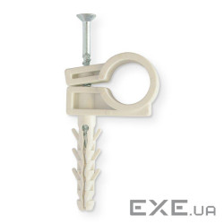 Обойма для кріплення труб D15-16 з дюбелем D8/36 з ударним шурупом, сіра, Інстал (пак.50шт) (OBT16G) ) (OBT16G)