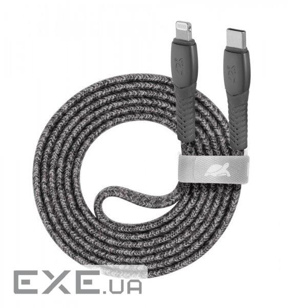 Кабель USB 2.0 Lighting/Type-C, тканинне обплетення, 1.2 м, 3 А, 60 Вт, сірий (PS6107 GR12) (PS6107 GR12)